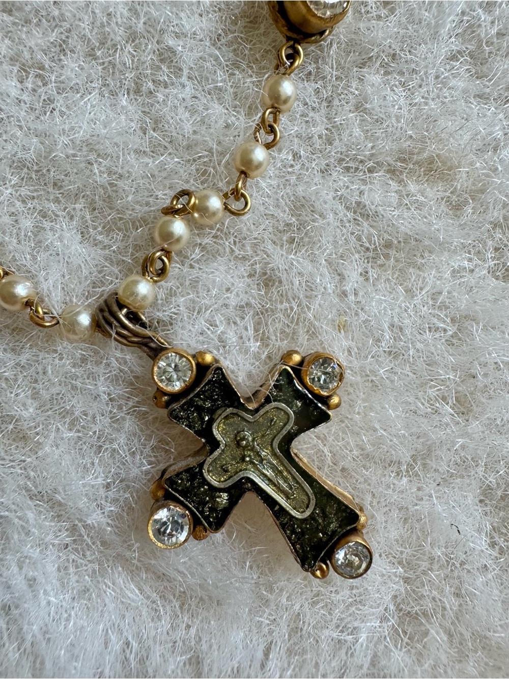VSA Virgins Saints & Angels Magdalena Necklace 4mm Pearl Maria Cross Necklace - Picture 4 of 7